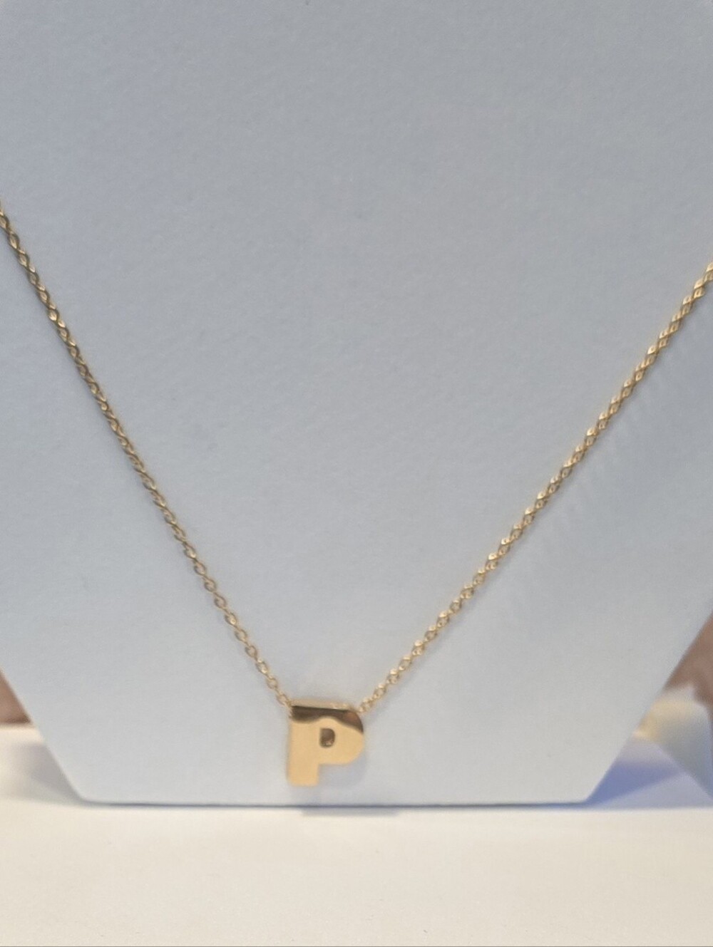 Gold Tone Alpha "P" Charm Necklace